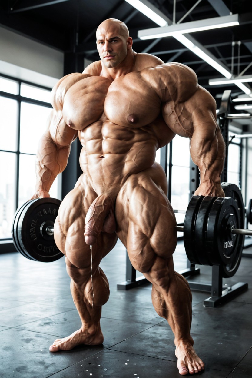 Oversized Hyper Gigantic Muscles, Hyper Taut Muscles, Puffy Nipples AI Gay Porn