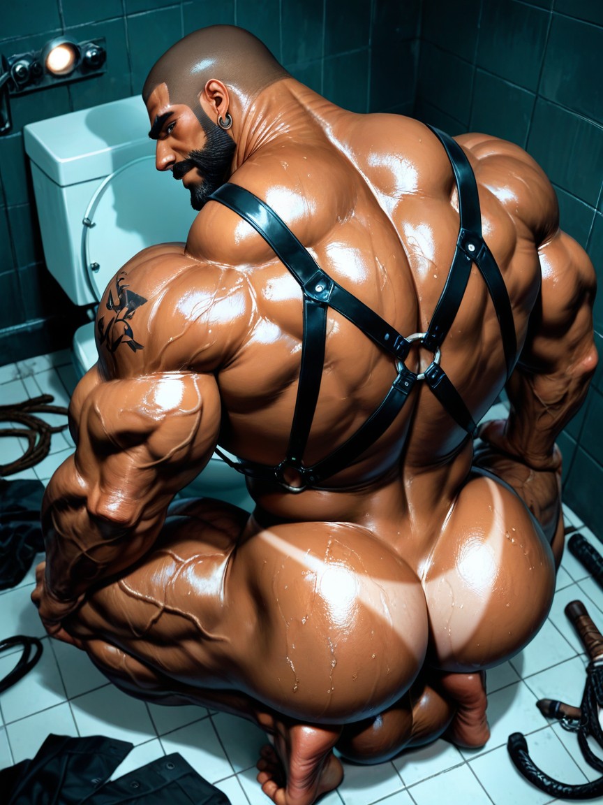 Dim Light, Vascular Muscles, On Tiptoes KI Schwulenporno