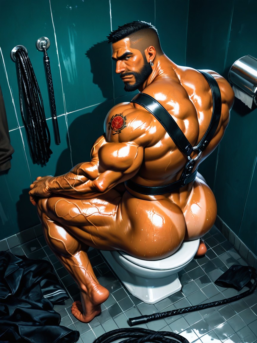Dark Skin, Arabic Man, Gloomy Atmosphere Porno IA Gay