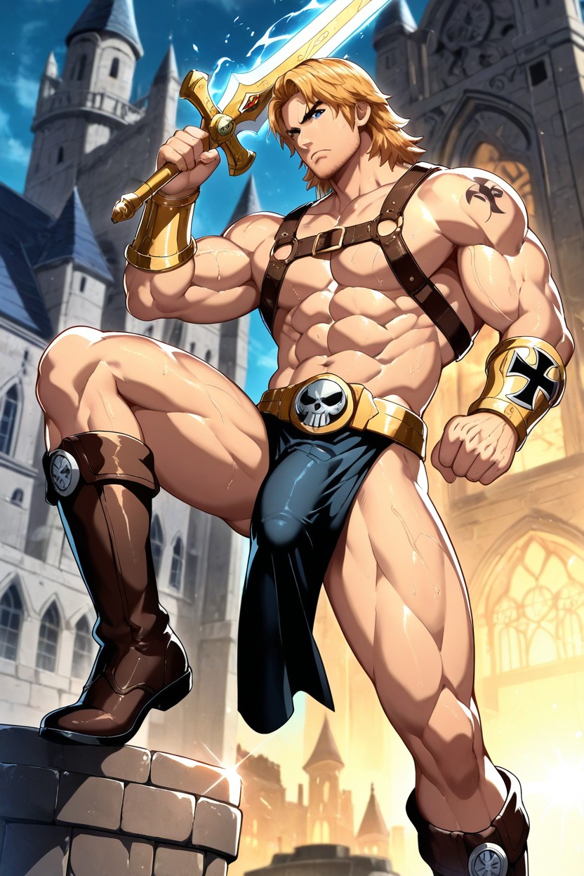 Muscular, Clean Shaven, Athletic 게이 AI 포르노
