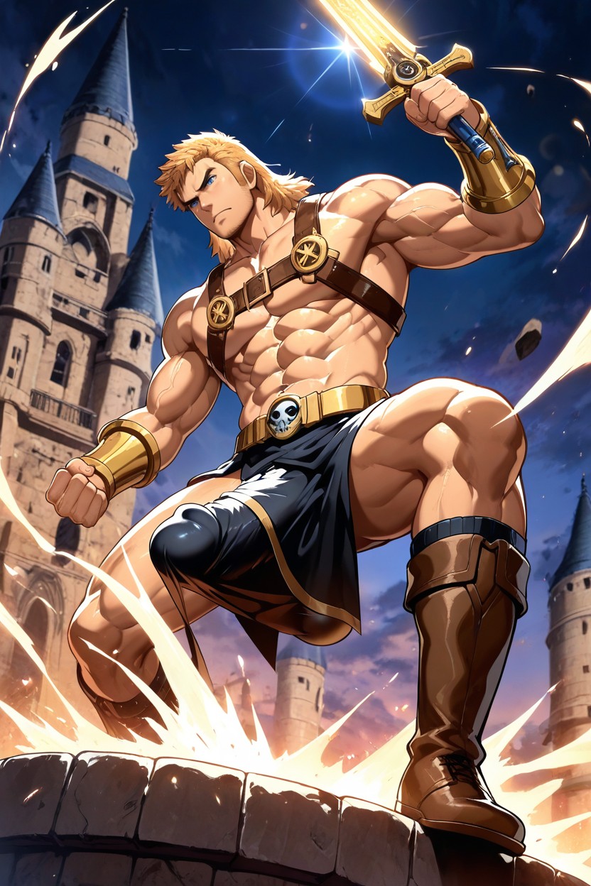 Defined Jawline, Penis Bulge, Long Toned Legs Porno IA Gay