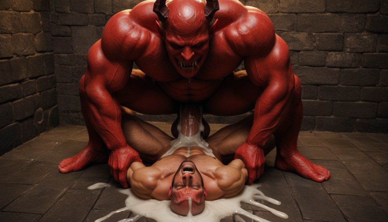 Evil Face, Red Demon Cock, ヘッドショット ゲイAIポルノ