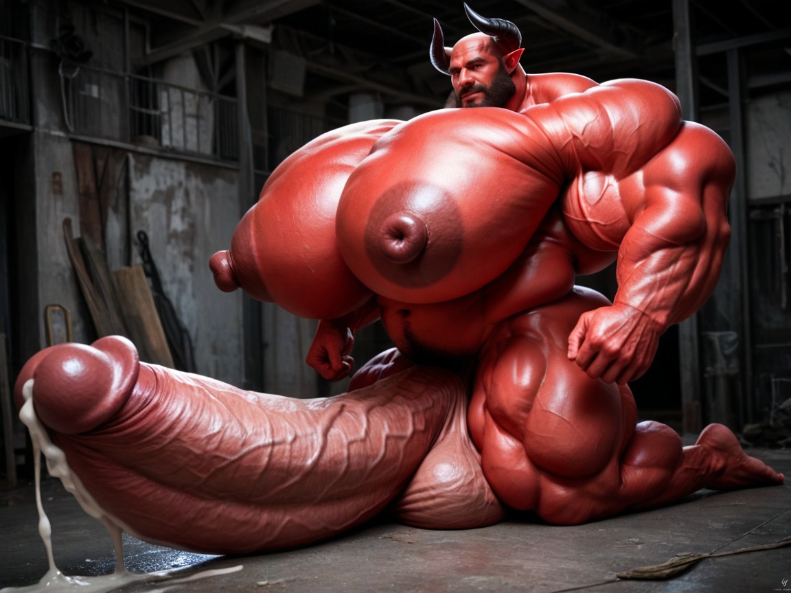Hyper Puffy Nipples, Oversized Hyper Gigantic Balls, Hyper Muscle AI同性戀黃片