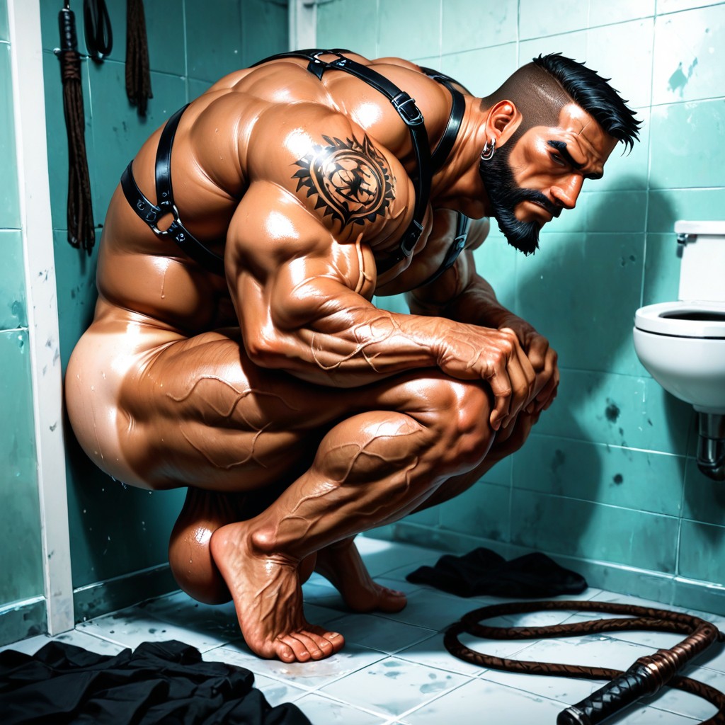 Looking Up, Cabine De Toilette, Square Jaw Porno IA Gay