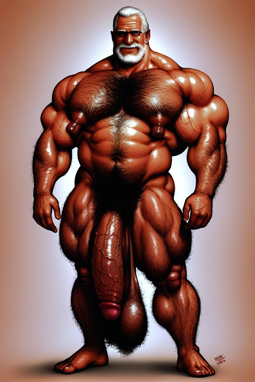 Public Hair, Excessive Hairy Chest, Very Thick Pubic Hair ゲイAIポルノ