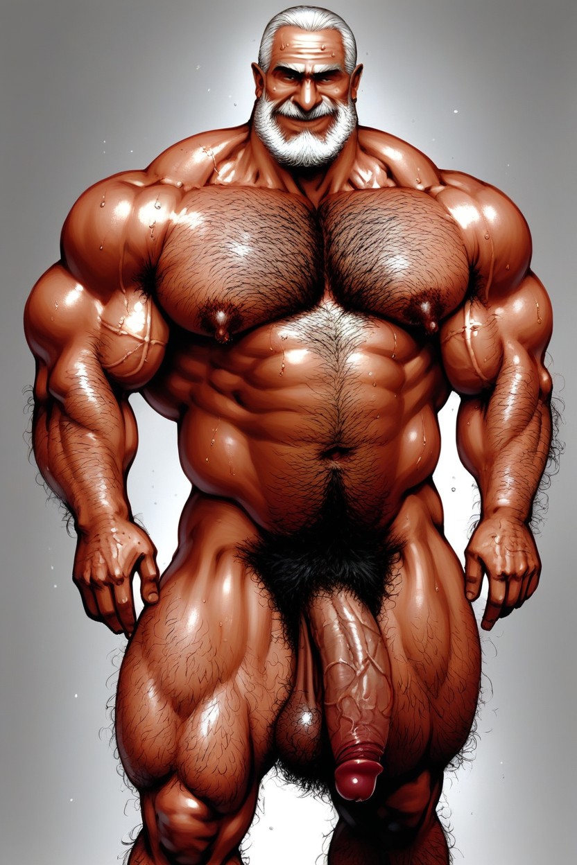 Stiff Nipples, Visible Sharp Detailed Veins, Dense Chest Hair 게이 AI 포르노