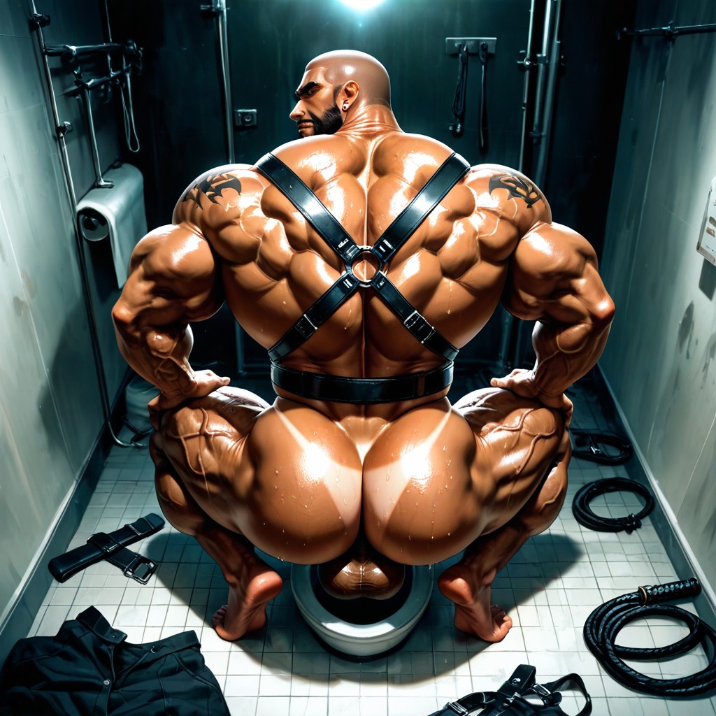 Vue De Côté, Sitting Down On Toilet, Veiny Arms Porno IA Gay