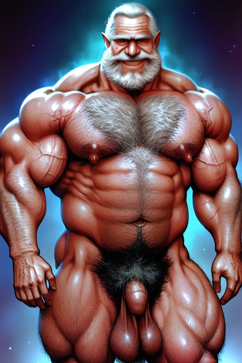 Hyper Hairy Chest, Ultra Hairy Chest, Stiff Long Nipples Porno IA Gay
