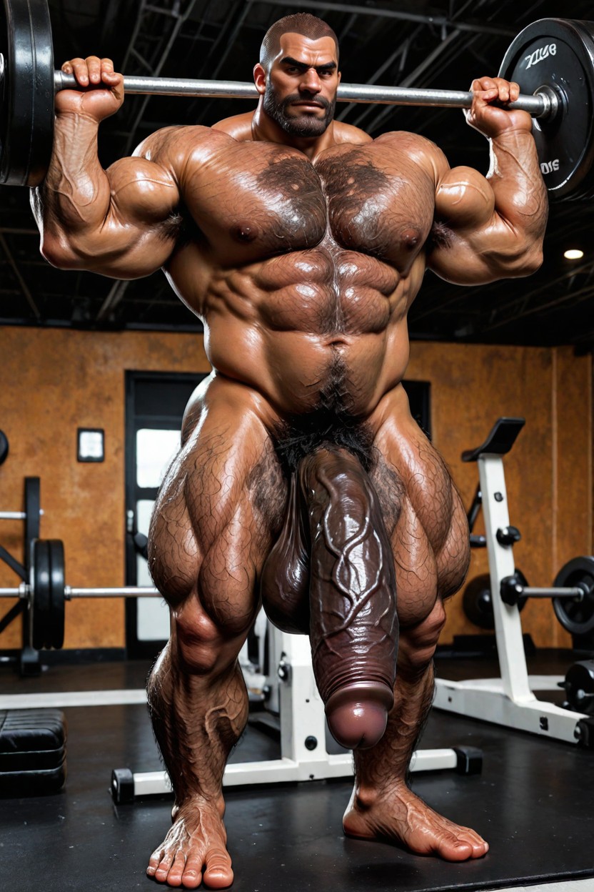 Dark Brown Skin, Very Dark Brown Skin, American-style Spiky Hairstyle Porno IA Gay