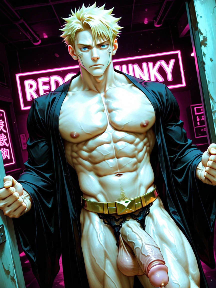 Dark Night, Seductive Sexy Pose, Colossal Muscular Male Bodybuilder ゲイAIポルノ