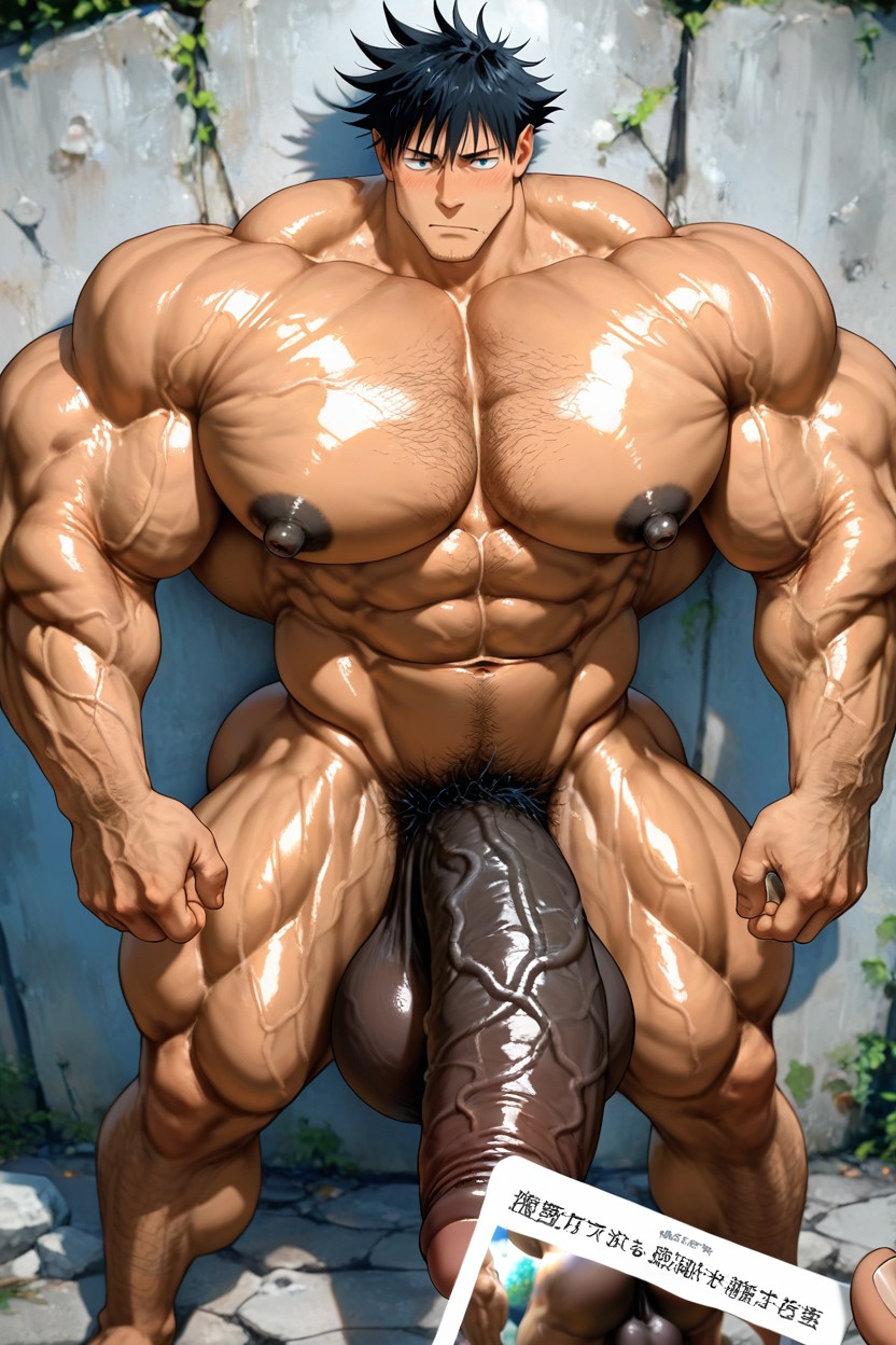 Gigantic Muscles, The Index Finger Touches Or Is Slightly Bitten On The Lip, Masculine ゲイAIポルノ