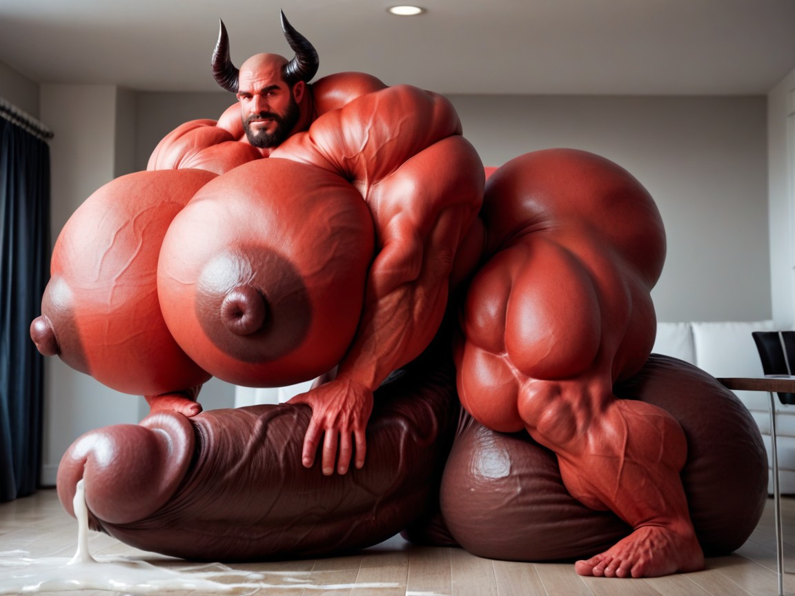 Balls Bigger Than Human, Hyper Cock Bigger Than Human, Oversized Heavy Hyper Muscles ゲイAIポルノ