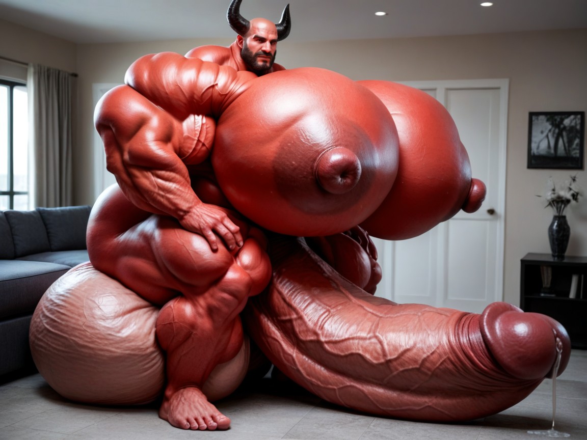 Massive Oversized Hyper Testicles, On Steroids, Cock Nipples Porno IA Gay