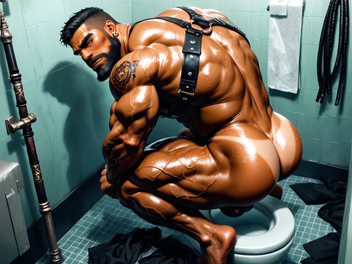 Massive Meaty Body, Clothes On Floor, Hyper Muscular Body ゲイAIポルノ