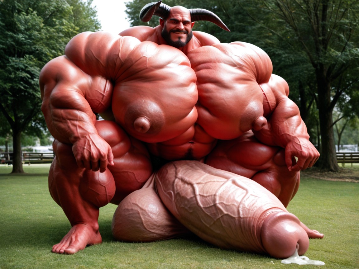 公園, Hyper Red Skin, Oversized Hyper Muscles ゲイAIポルノ