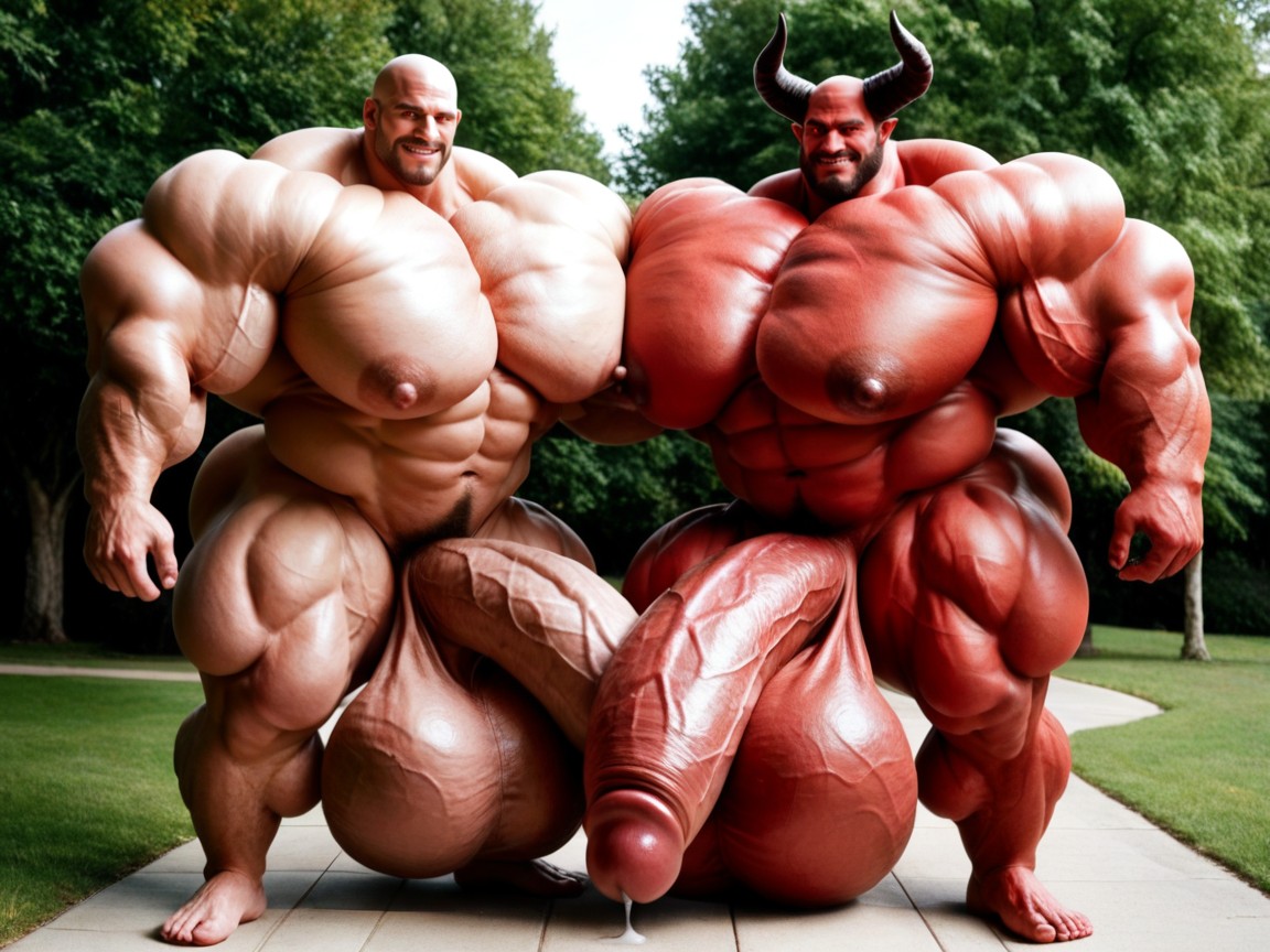 Muscles Surdimensionnés, Hyper Puffy Cock, Extreme Hyper Testicles Porno IA Gay