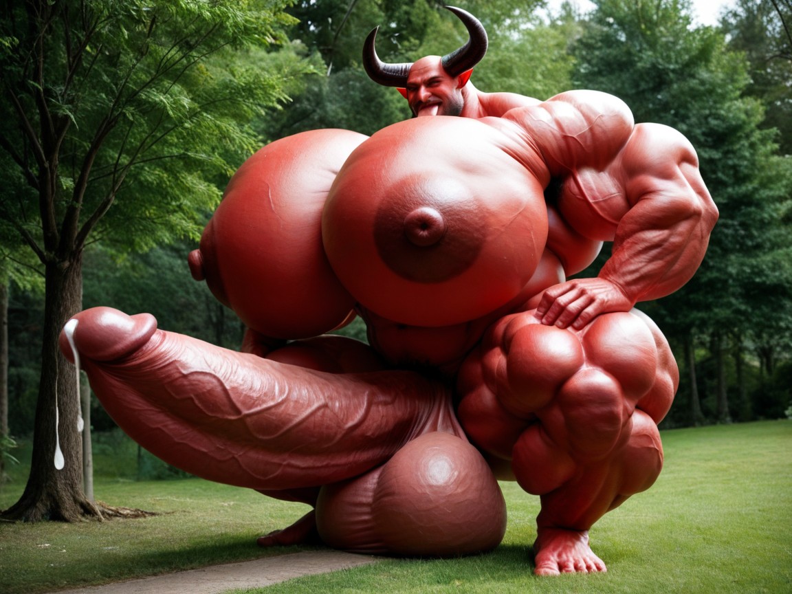 Massive Muscles, Parc, Extrêmement Lourd En Bas Porno IA Gay