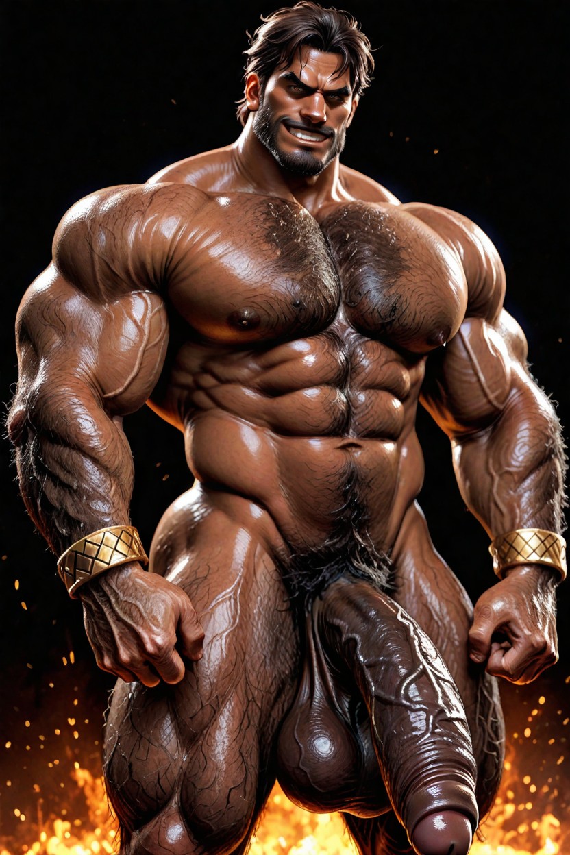 Foreskin Cover Glans, Very Dark Brown Skin, Enormous Penis Porno IA Gay