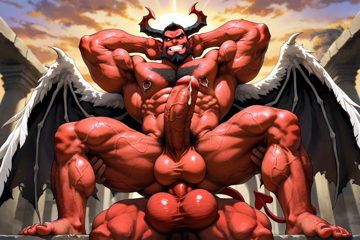 Demon Horns, Huge Legs, Watercolor Anime AI同性戀黃片