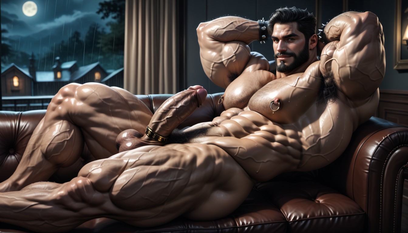 Scandinave, Lying On A Sofa, Hands Behind Head Porno IA Gay