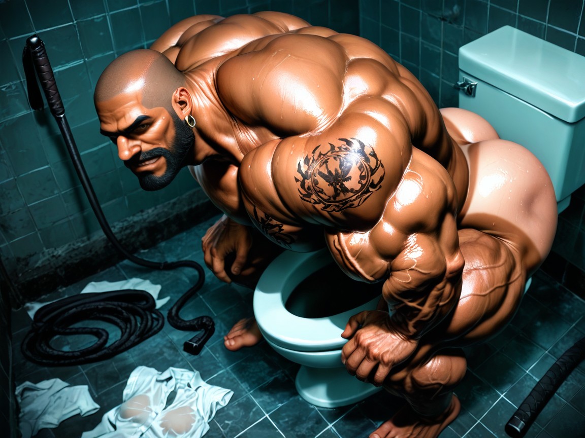 Dark Skin, Huge Balls, Hyper Muscular Body Porno IA Gay