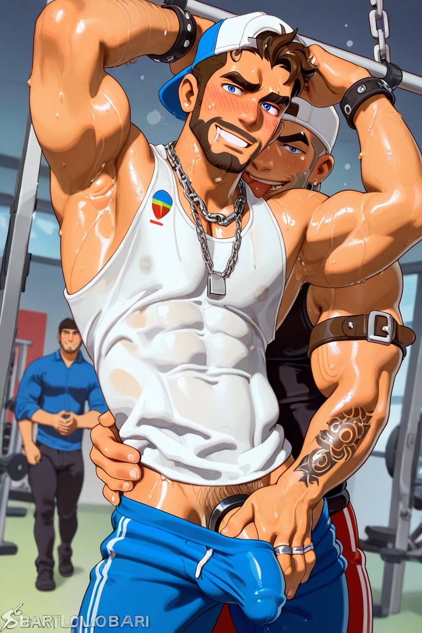 Hyper-detailed, 捲髮, Rugged Mature AI同性戀黃片