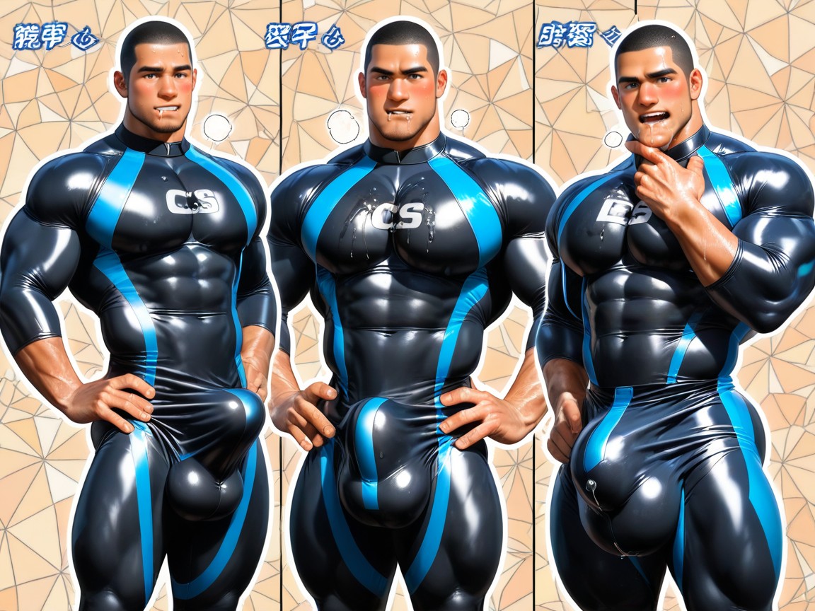 Cock Bulge Between Pecs, Long Length, Correct Anatomy AI Gay Porn