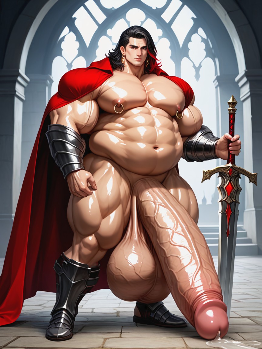Gigantic Oversized Heavy Sagging Balls, Black Hair With Red Highlights, Hd AI Gay Porn