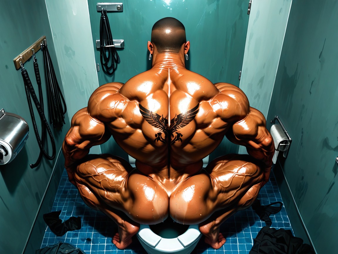 Huge Calves, Bodybuilder, Sitting Down On Toilet AI同性戀黃片