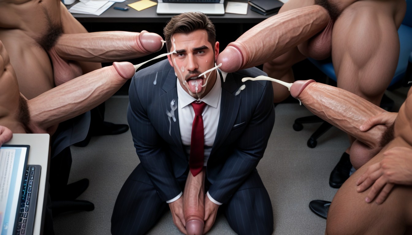 Mouth Agape, Frustrated, Gigantic Growing Cock Pornografia gay com IA