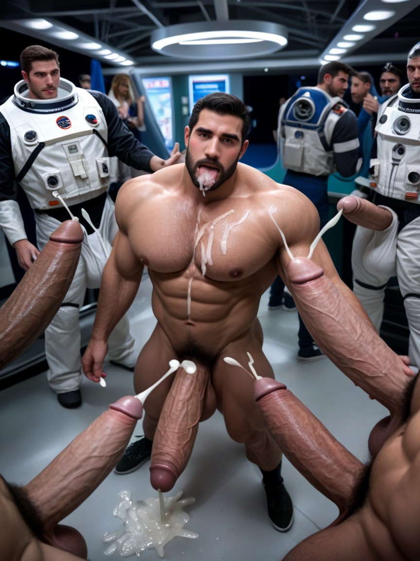 Convention Hall, Awkward, Standing Pornografia gay com IA