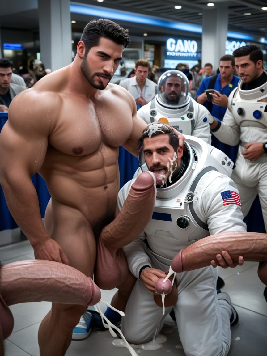 Vibrant, Naked Men Harem, Standing Pornografia gay com IA