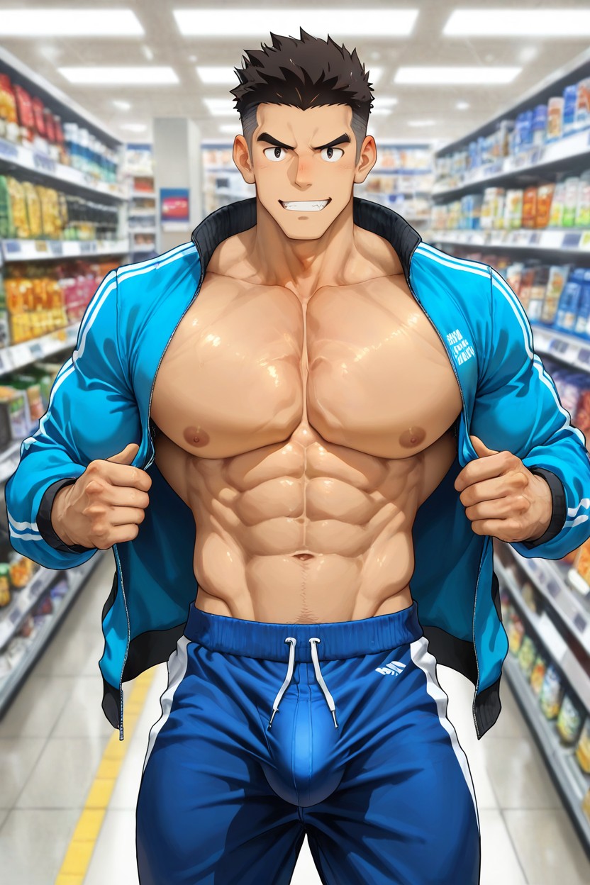 Smallcircumference Waist, Men Only, ペニスの膨らみ ゲイAIポルノ