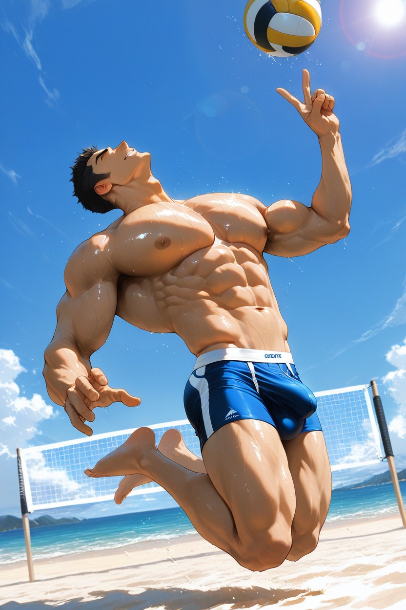 Grinning, V Shape, Circumscribed Waist Porno gay IA