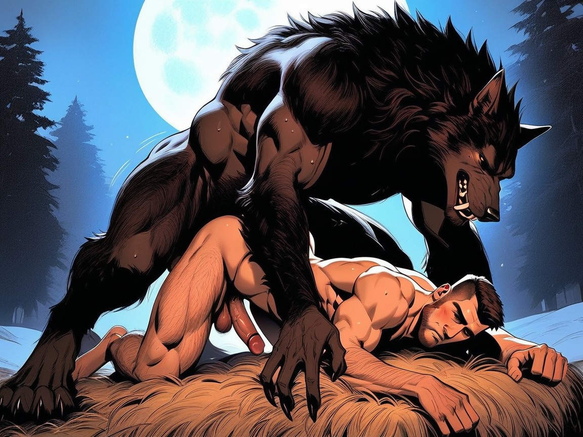 18+, Veiny Werewolf Penis, Sweating ゲイAIポルノ