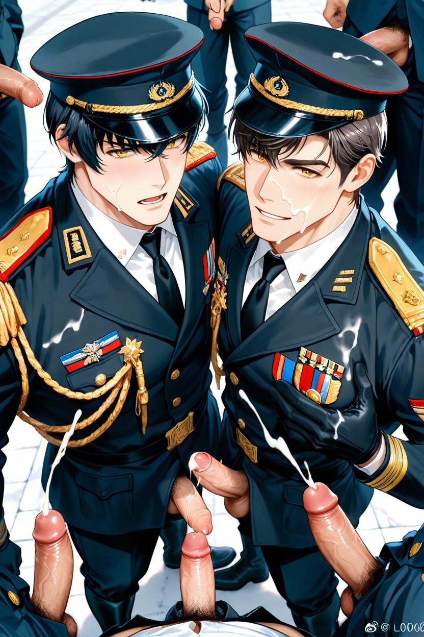 Cumshot, View From Above, A Man's Hand Touches His Penis ゲイAIポルノ