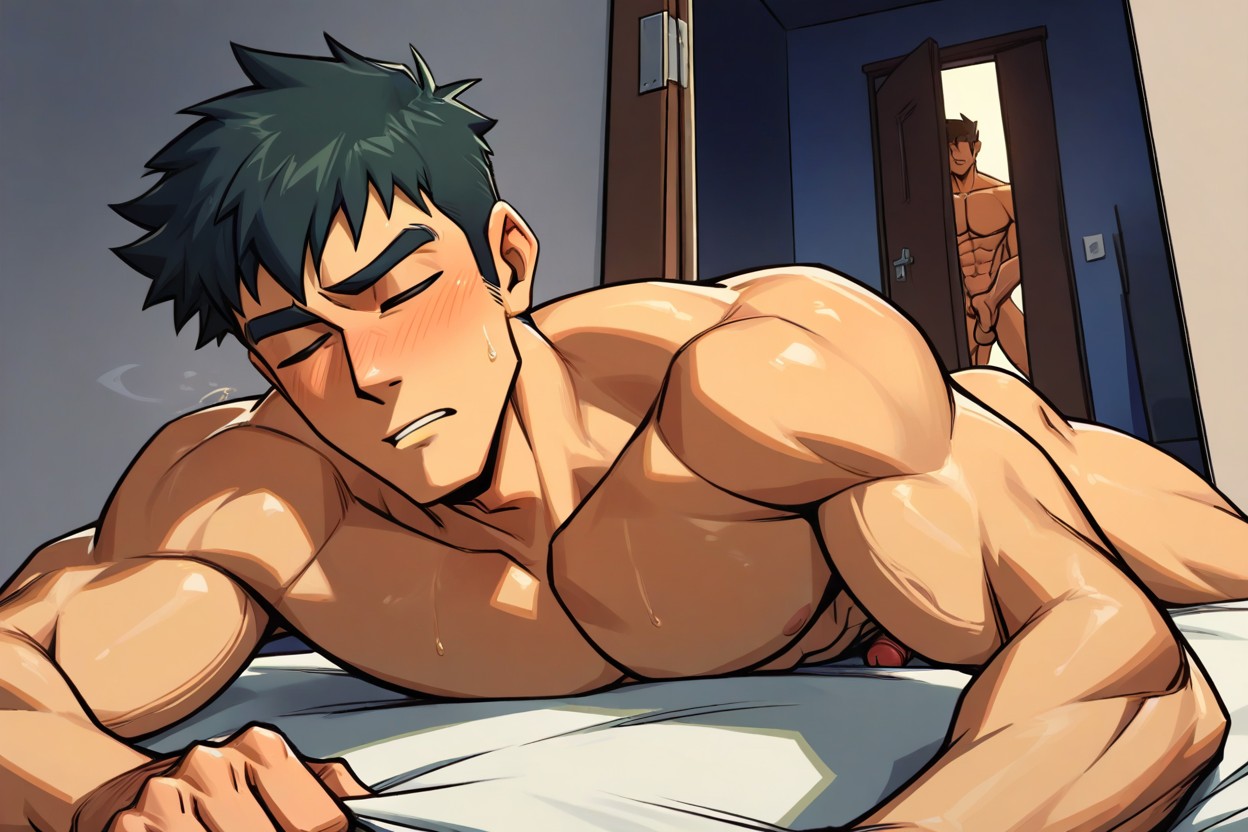Highly Detailed, Pink Nipples, 黒髪 ゲイAIポルノ