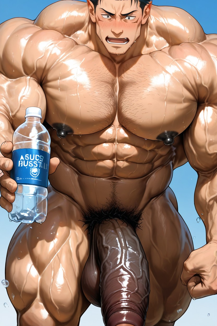 Deeply Etched Blocky Abs, Black Penis, Big Muscles ゲイAIポルノ
