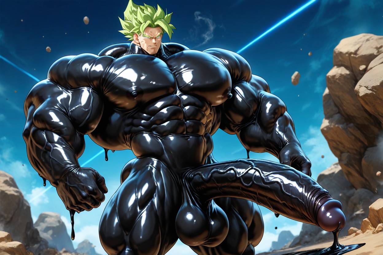 Green Hair, Oversize Muscle, Cock Bigger Than Leg AI Gay Porn