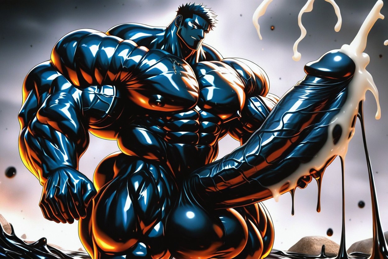 ペニスを握る手, Hyper Exaggerated Gigantic Muscle Physique, Zoom Out ゲイAIポルノ