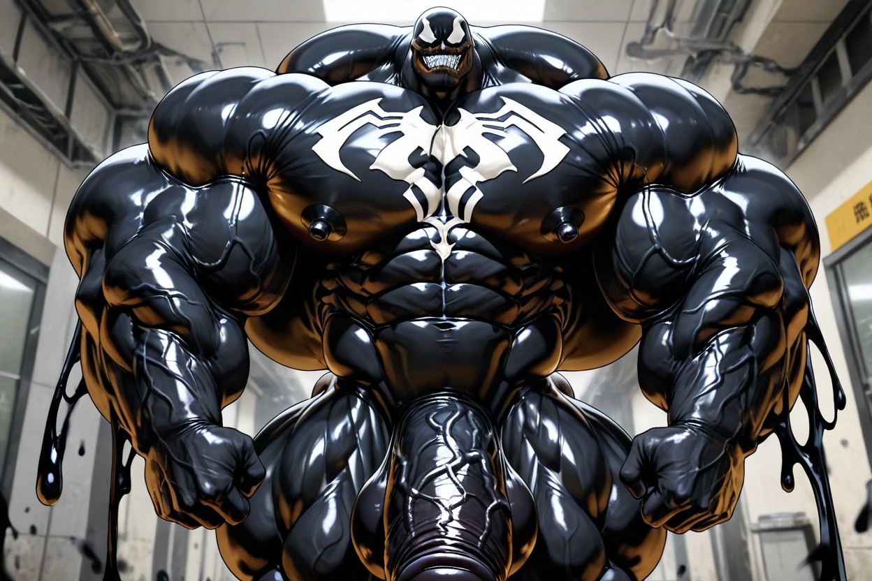 Black Goo Latex, Oversized Hyper Gigantic Cock, Hyper Macro ゲイAIポルノ