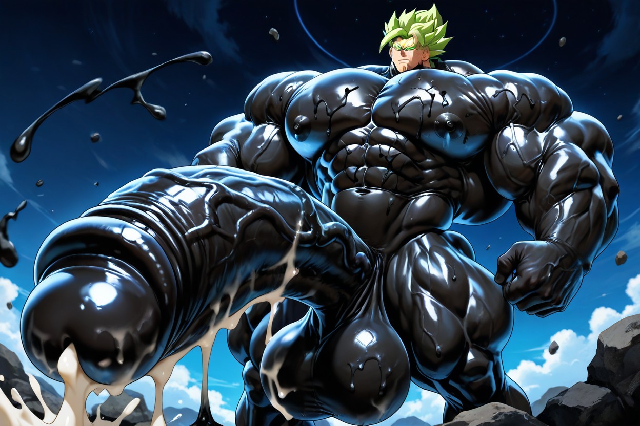 Massive Cock, Green Hair, Black Goo Latex Taking Over ゲイAIポルノ