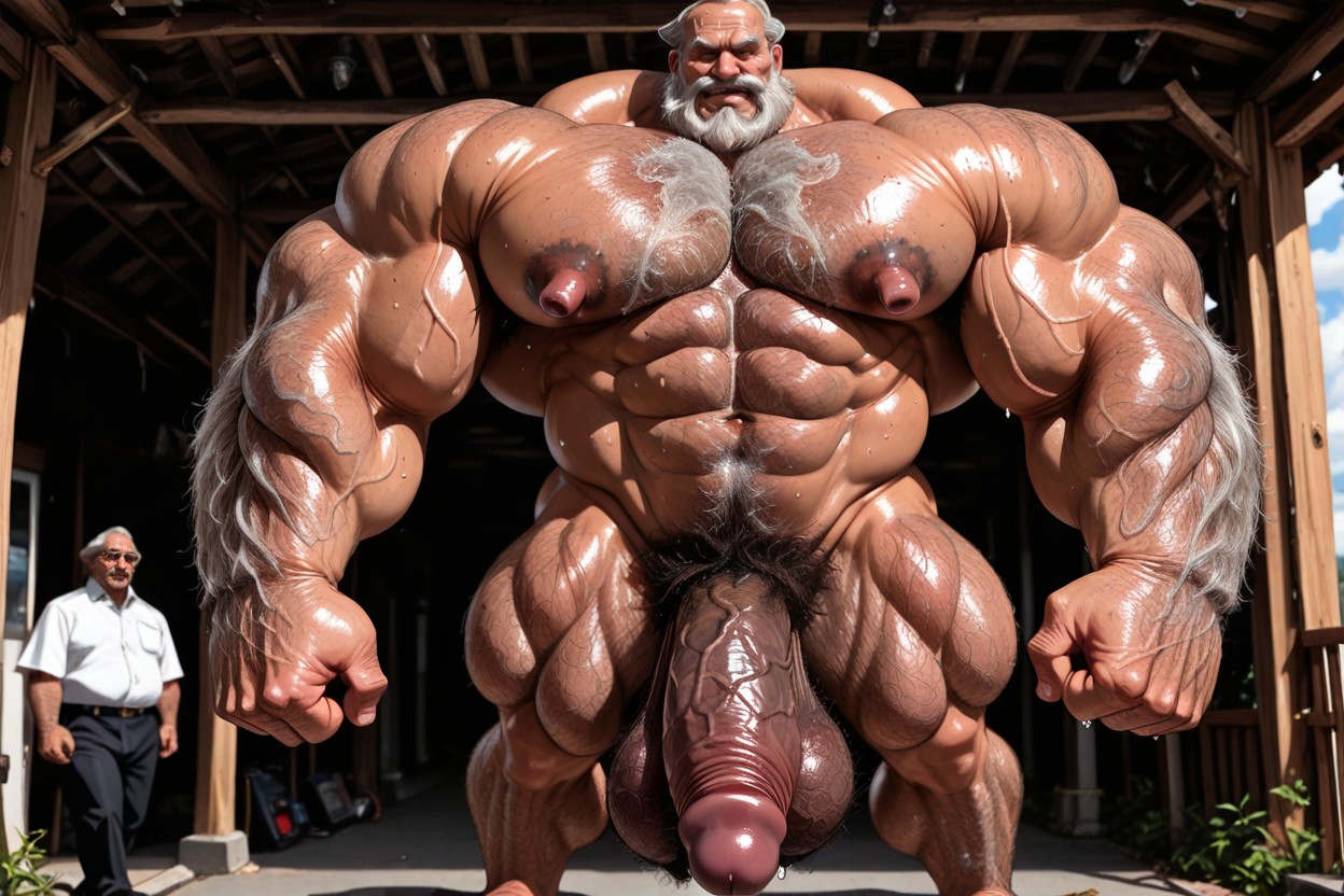 濃い茶色の肌, Hyper Hairy Pubes, Broad Shoulders ゲイAIポルノ