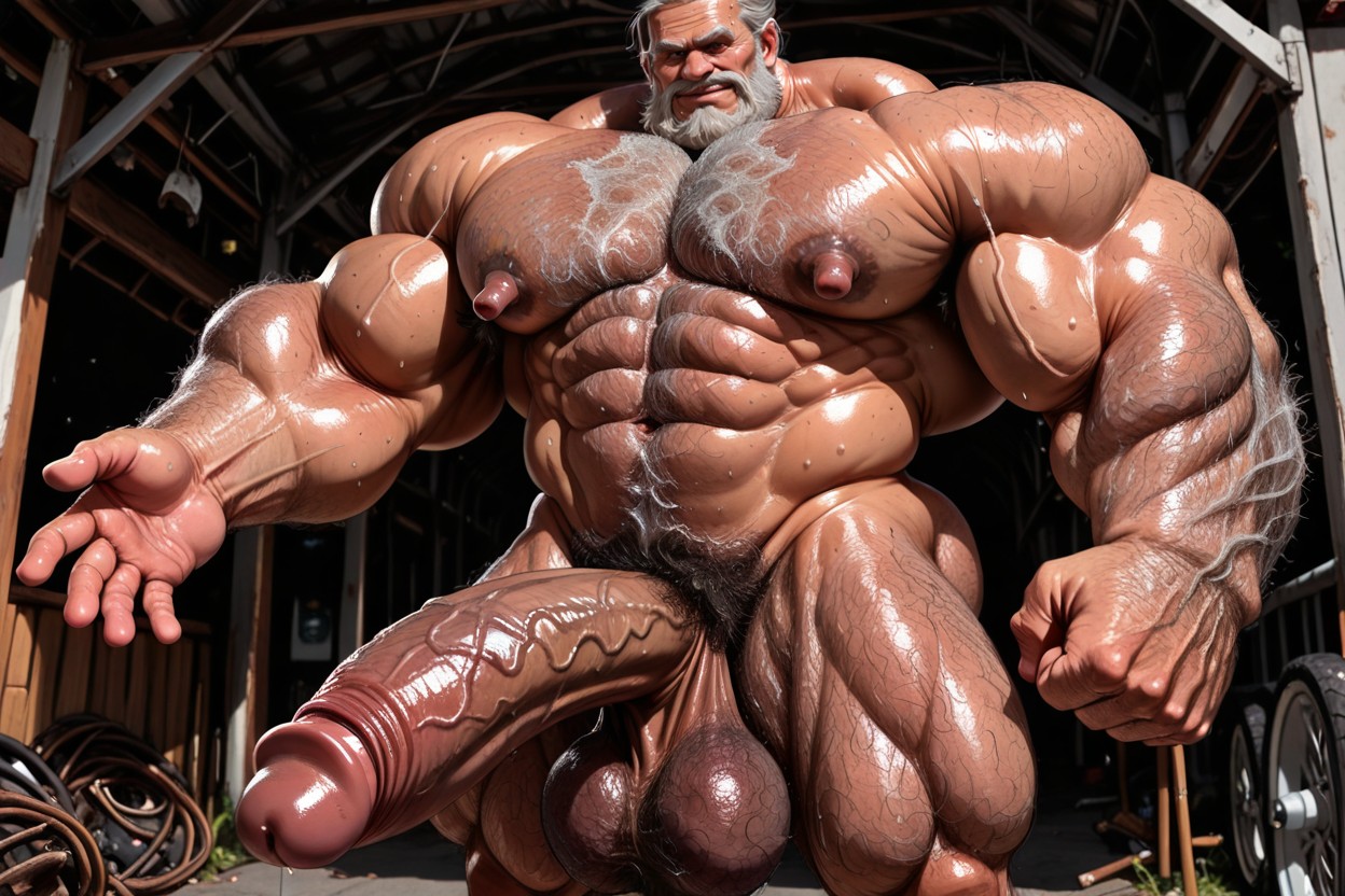 Round Pecs, 濃い茶色の肌, Hairy Arms Pit ゲイAIポルノ