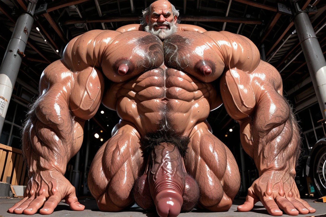 濃い茶色の肌, Extreme Hairy Chest, Saggy Heavy Hairy Balls ゲイAIポルノ