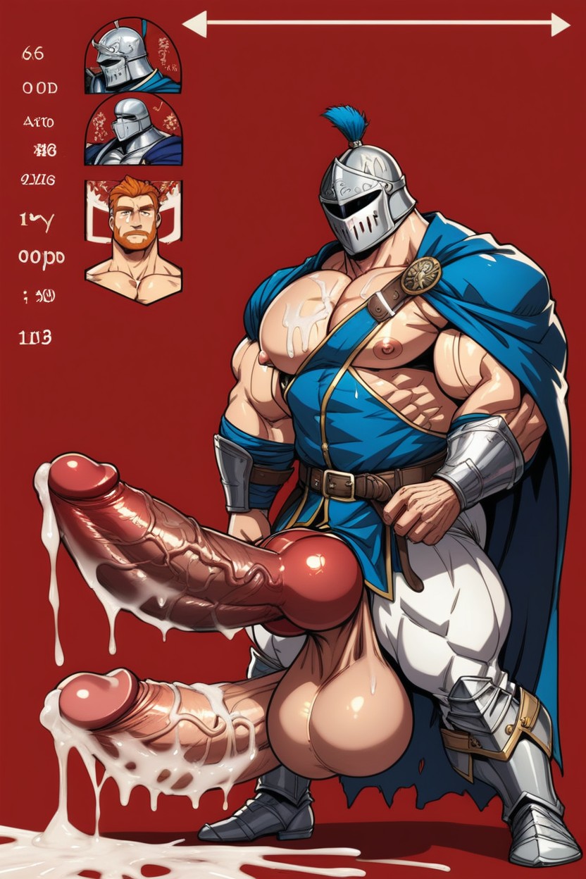 Red Background, Exposed Penis, Precum AI Gay Porn
