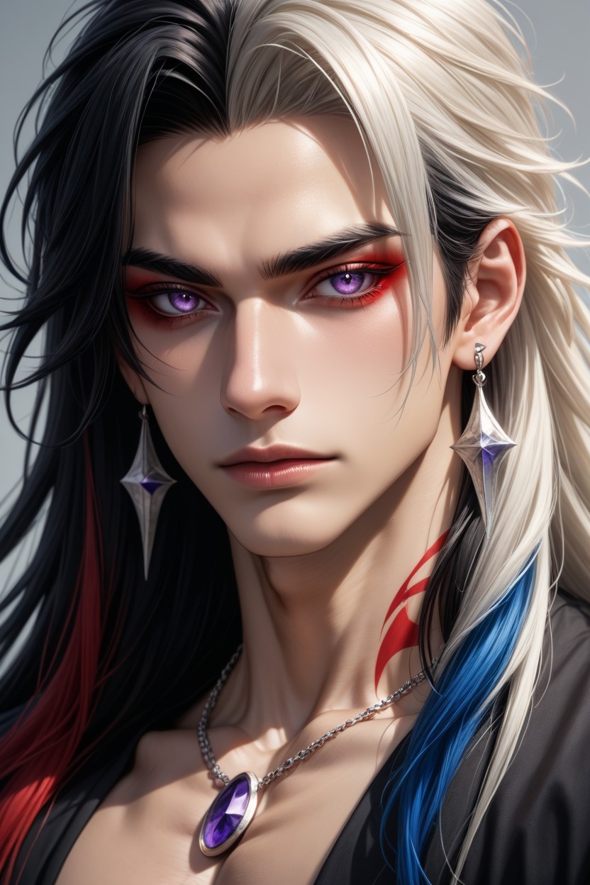 Seductive, Platinum Blonde Hair, Muscular ゲイAIポルノ