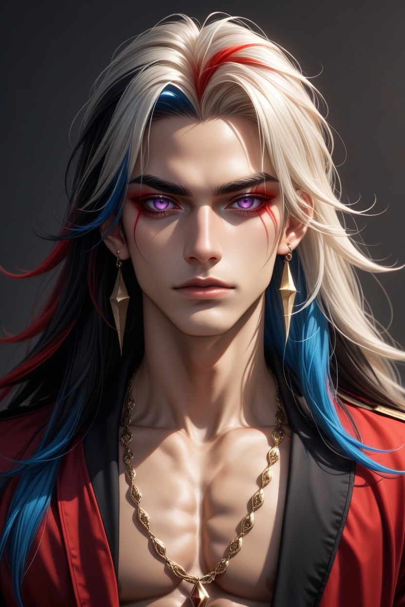 Colorful Hair, Muscular, K-pop Idol AI Gay Porn