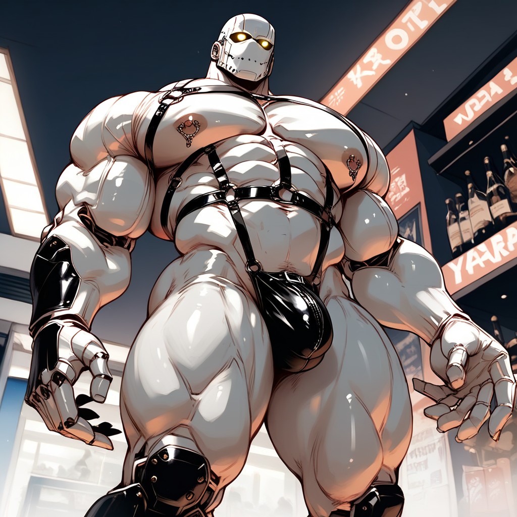 Massive Pecs, Metal Additions To Limbs, Dutch Angle AI Gay Porn