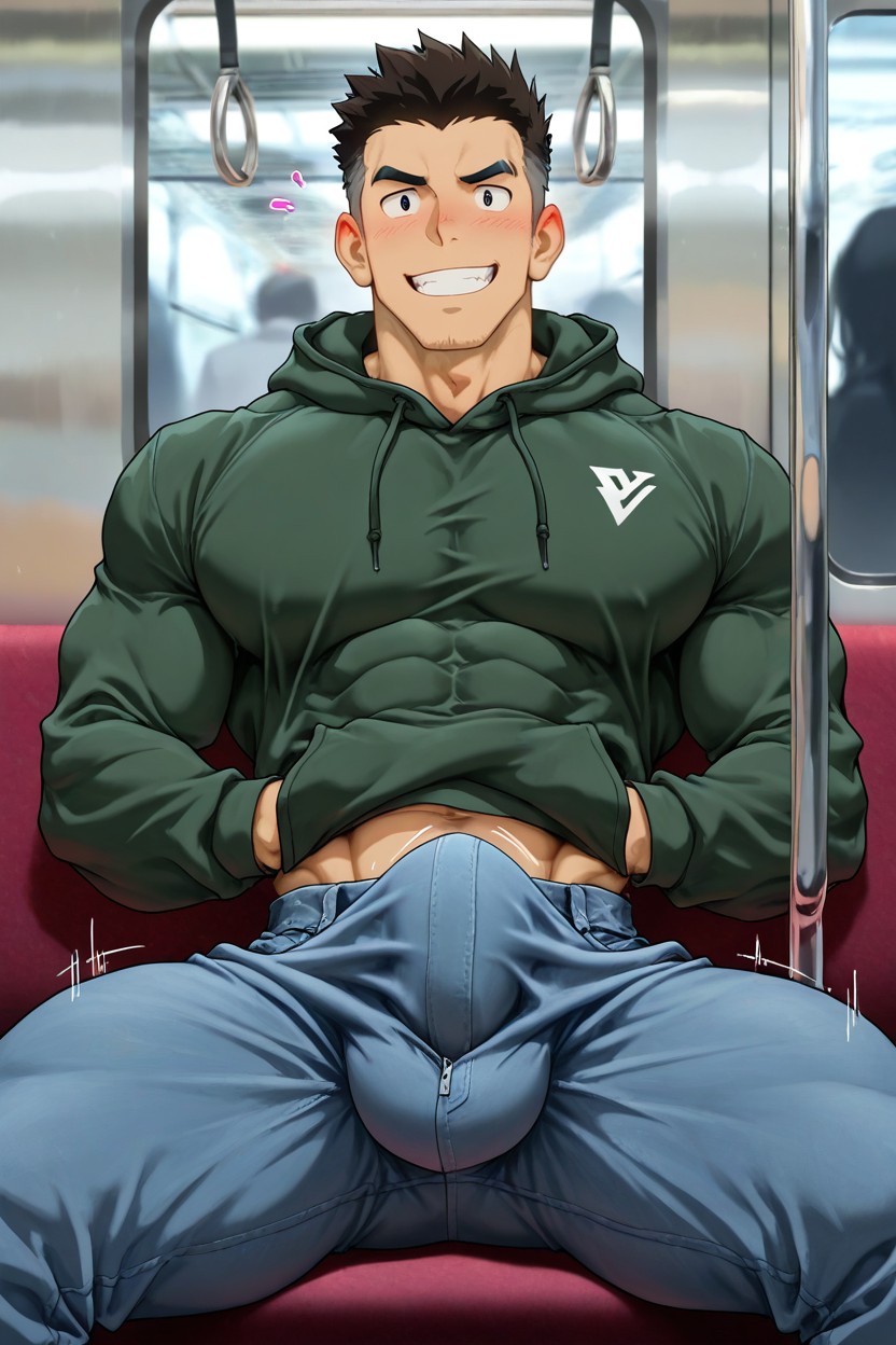 Extrem V Shape Body Form, Hands Under Waistband, + ゲイAIポルノ